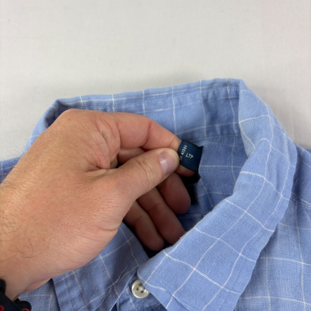 Polo Ralph Lauren Linen Shirt Mens XL Blue Plaid Blake Button Up Preppy Beach - Picture 4 of 9